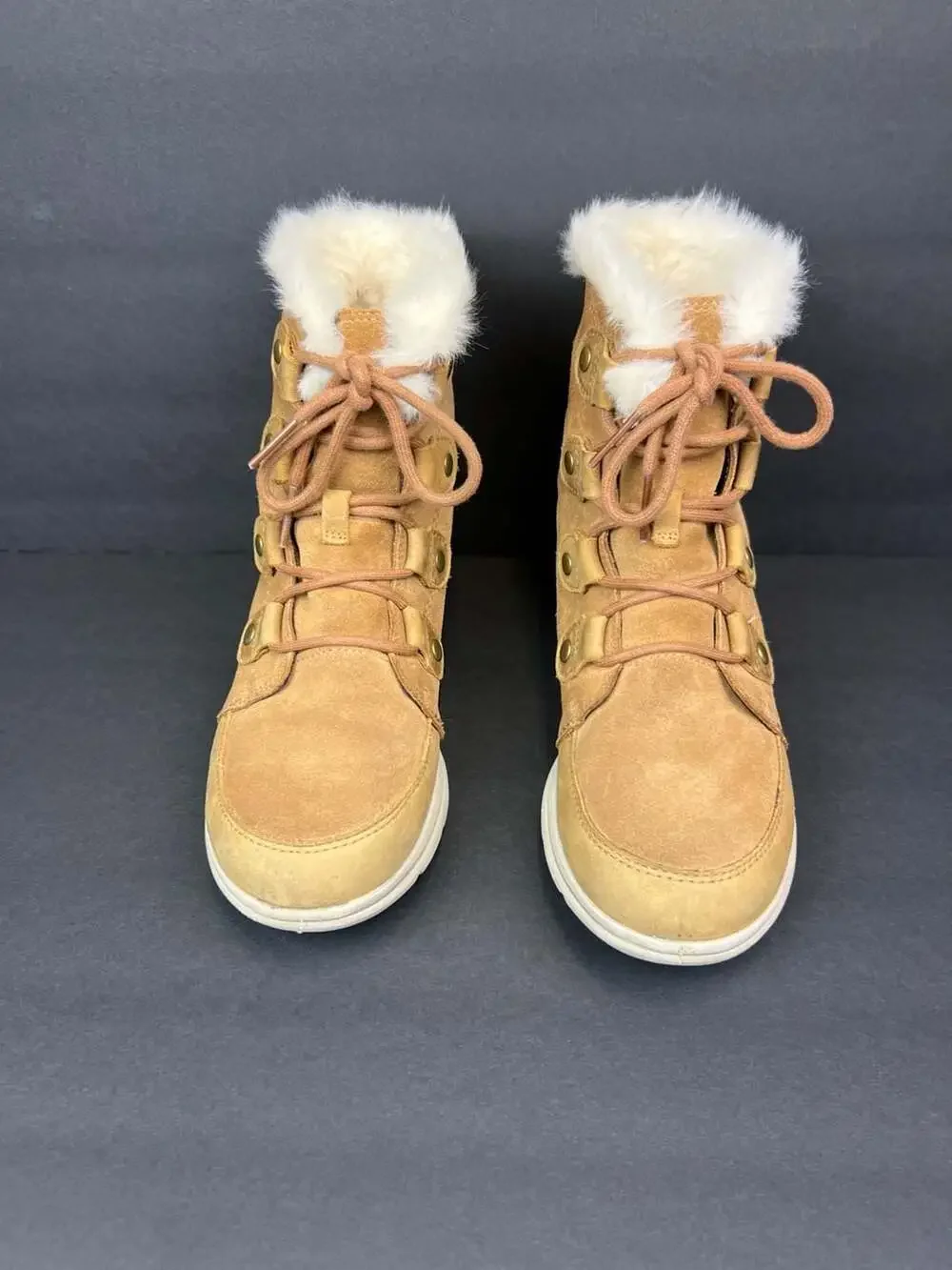 Sorel Women's Explorer Joan Waterproof Suede Winter Boots, Camel Brown Sz 8.5